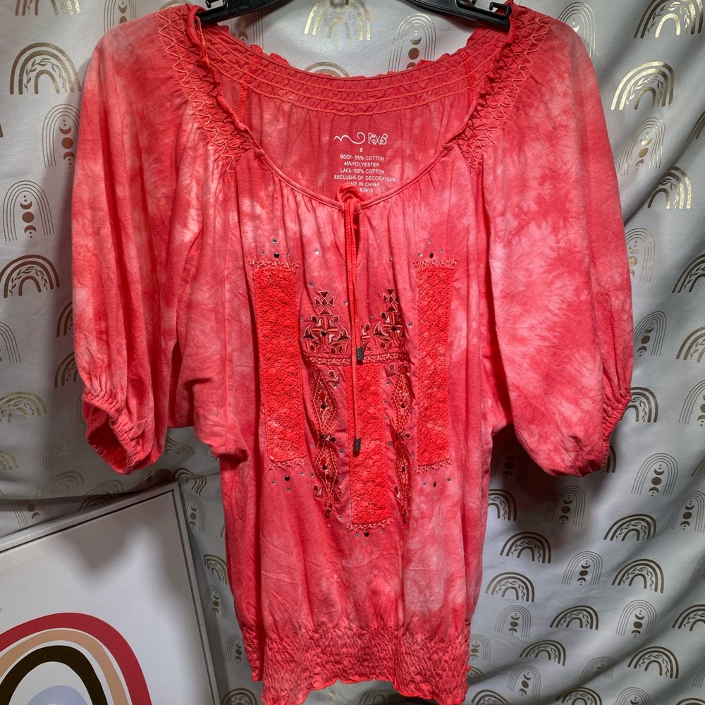 RXB Coral Embroidered Blouse